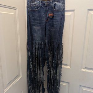 Lucky & Blessed NWT fringe jeans. Size 10